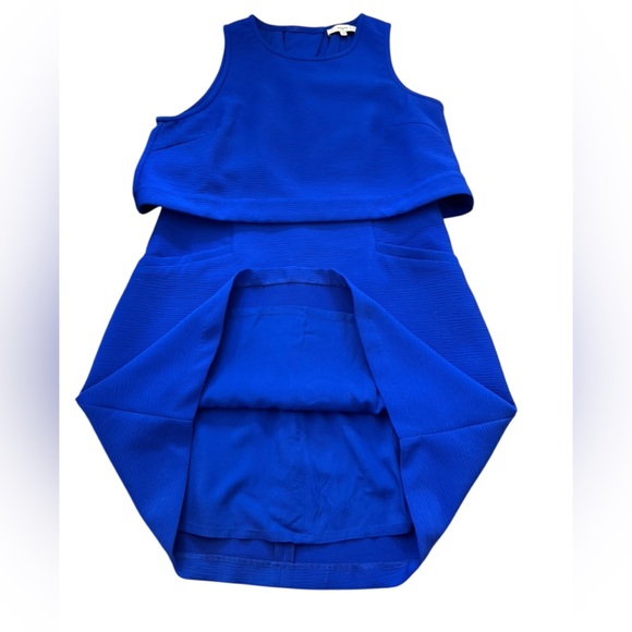 SUNCOO Paris Cyrus Electric Blue Mini Dress Open Back Sleeveless Pockets Size 12 - Picture 10 of 16